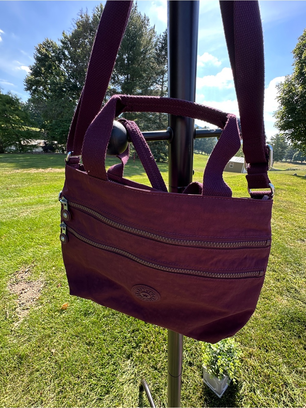 KIPLING MIAH MaroonCrossbody Bag with Dual Zippers “dark plum”